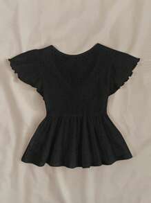 SHEIN T-shirt court à col en V et manches courtes pour adolescentes, essentiel noir, tenue d'été, essentiel de la saison des mariages/Cottagecore/Convient pour l'été/À porter à tout moment/Bohème/Vêtements de style bohème shorts pour l'été/Tenues de vacances à la plage/Vêtements d'été Tenues de vacances