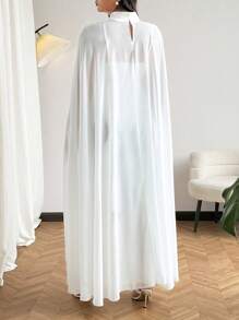 SHEIN Clasi Mono de verano minimalista de unicolor y elegante para tallas grandes - Blanco - Ver 2