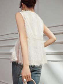 DAZY Top sin mangas de cuello redondo con textura elegante para mujer, blusas de salida de verano