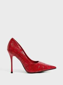 CUCCOO SZL Red Pointed Toe Fashionable Elegant Commute High Heel Pumps Shoes For Christmas Spring Shoes - Red - View 3
