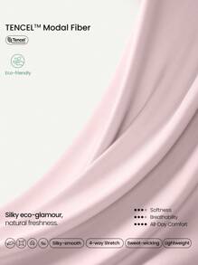GLOWMODE Modal Silky Smooth Asymmetrical Hem Off-Shoulder 3/4 Sleeve Active Tee T-Shirt Daily Casual Wear - Pink - View 5