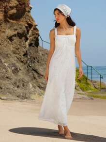 WESTFADE 西部混合罗纹针织与花卉孔眼方领蝴蝶结前部无袖长裙和配套头巾女式两件套西部牛仔女郎夏季纳什维尔乡村音乐会优雅度假装