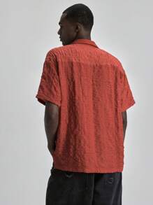 Ontre Camisa casual de verano para hombres de 2025, de unicolor y textura, adecuada para el Día de la Independencia, el Día de San Juan, la graduación, el uso diario, bonita camiseta de verano, camisa de vacaciones playeras para hombres