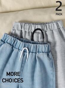 SHEIN 2 pezzi/Set: 1 Paio di Jeans di Denim + 1 Paio di Pantaloni Grigi in Maglia, Set Abbinato, Abbigliamento Casual e Confortevole Adatto per Uso Quotidiano, Attività all'Aperto, Viaggio, Scuola, Primavera/Estate
