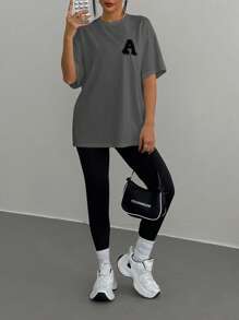 SHEIN EZwear 女士日常两件套服装 - 深灰色 - 查看 3