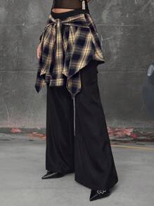 ROMWE Grunge Punk Pantalones deportivos informales de corte holgado con 2 en 1 de estilo retro streetwear para mujeres