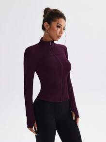 Dewbera Slim-Fit Fitness Workout Running Zipper Stretchy Compression Casual Long Sleeve Yoga Jacket Katseye Weight Loss