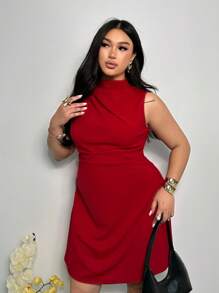 Firerie Đầm mini dáng chữ A nhún eo sang trọng cho nữ mùa hè thanh lịch tối giản tinh tế lãng mạn ngọt ngào đi làm hàng ngày tiệc cưới lễ hội âm nhạc kỳ nghỉ; Đầm dự tiệc sinh nhật - Đỏ - Xem 3