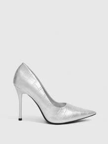CUCCOO SZL Women's Pointed Toe Silver High Heels For Party And Occasions - Silver - View 8