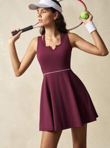 VARSITIE Damen Ärmellos Lässig Fitness Kleid mit V-Ausschnitt