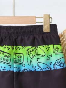 Tween Boys Game Controller Printed Swim Trunks, Beach Shorts, Casual Holiday Placement Print Design - Multicolor - View 6