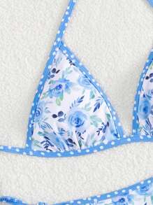 Swim Mod 2件套随机印花三角带设计女式比基尼泳装