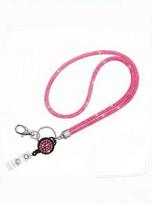 1pc Rhinestone Mesh Lanyard With Retractable Buckle Badge Clip Sparkly ID Holder For Work Ffice Events Fashion Accessories - Multicolor - View 2