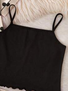 四件套情人节休闲服，适合少女穿着，包括粉色简约黑色波点印花圆领T恤、无袖吊带背心和短裤，舒适居家服。 - 卡其色 - 查看 4