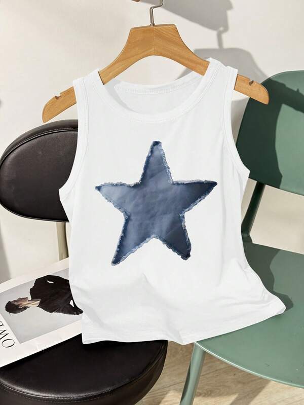 SHEIN Unity Camiseta de tirantes ajustada con estampado de labios y letras sexy