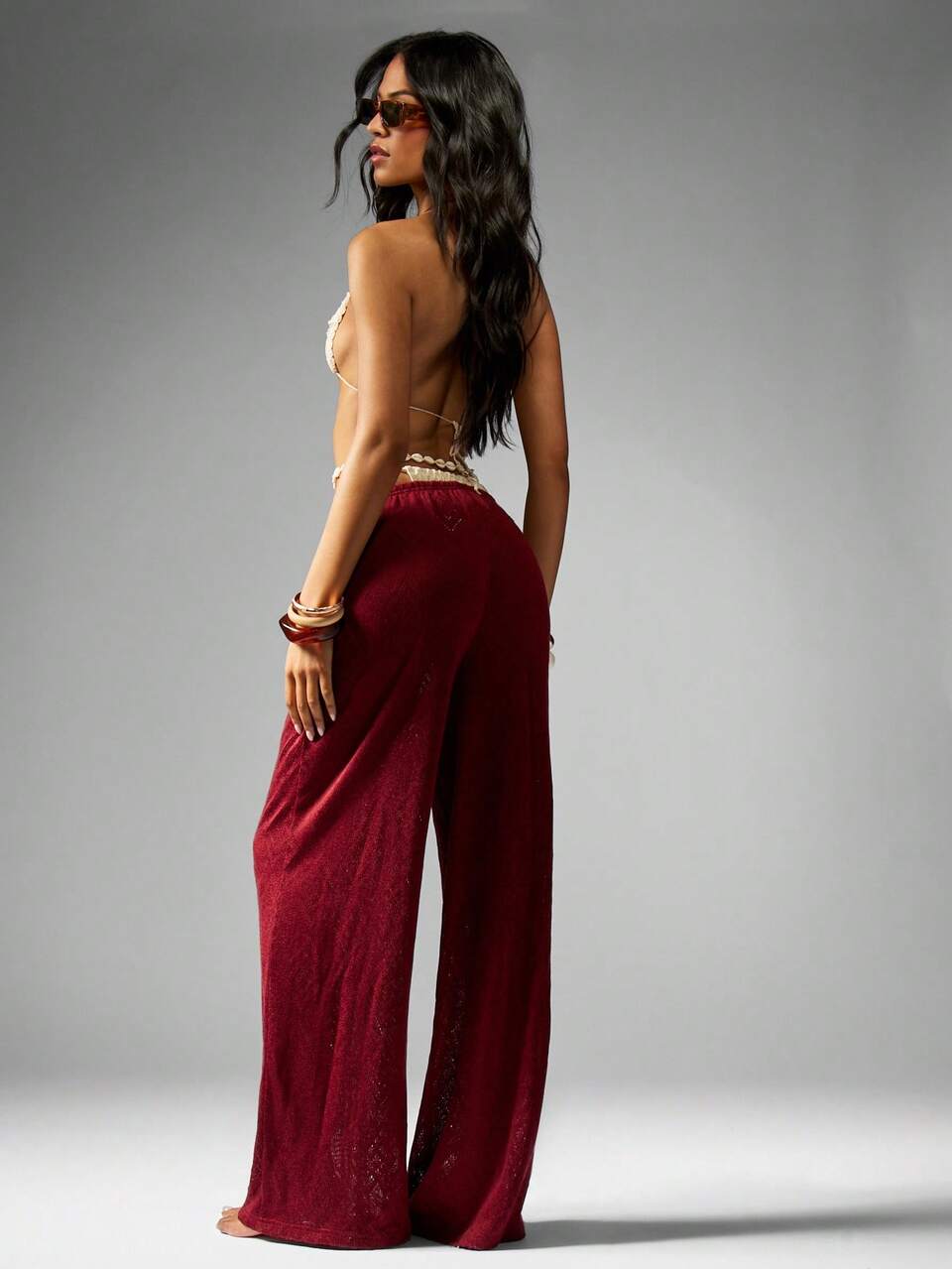 MISSGUIDED Wide Leg Velvet Pants Beach Resort Lounge Wear Festival Bohemian Casual Summer Fall Bottoms Pants Music Venue Cruise Vacation Christmas