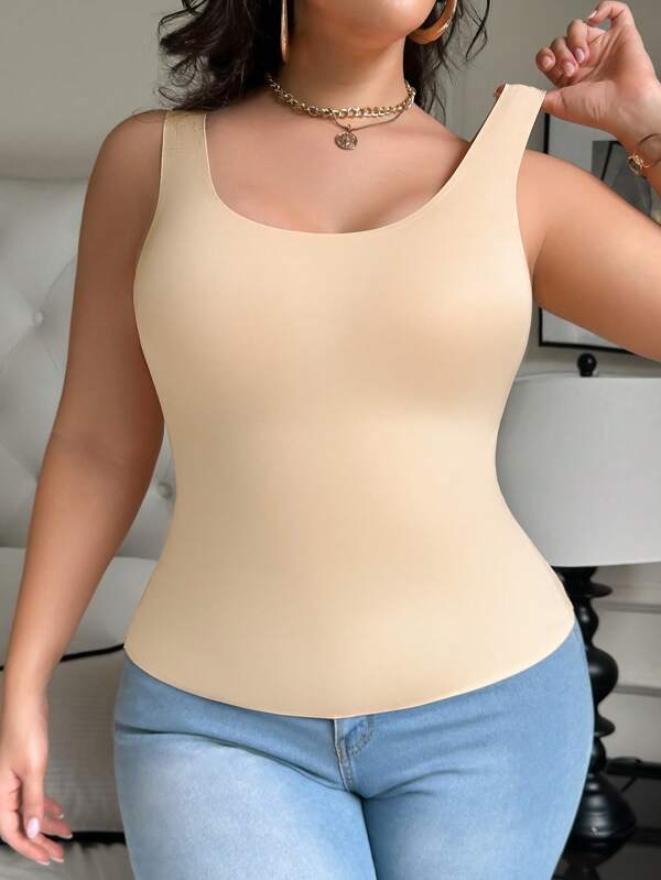 SHEIN Top de camisole galbant sans couture pour femmes, amincissant la taille et l'abdomen, débardeur minimaliste décontracté pouvant être porté comme vêtement de dessus