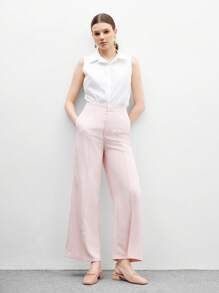 CUCCOO BIZCHIC 卡其色链条带低跟方头露跟平底鞋，时尚通勤、约会、派对、节日穿着