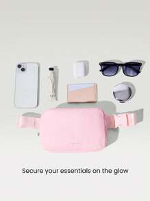 GLOWMODE 1L Stash And Glow 轻便防水卡包拉链可调节肩带斜挎腰包腰包海滩泳池节日度假日常休闲装 - 粉色 - 查看 3