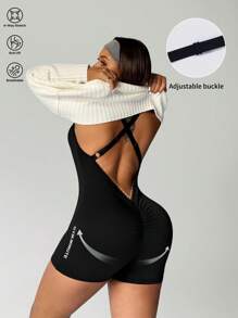 Rhythm Era Plus Size Sleeveless Sports Slogan Print Romper For Spring/Summer