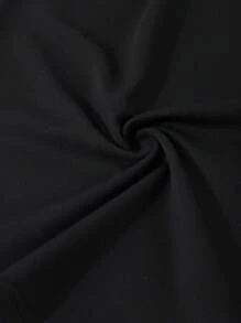 女童纯色腰部收紧无袖斜肩夏季休闲连衣裙 - 黑色 - 查看 7