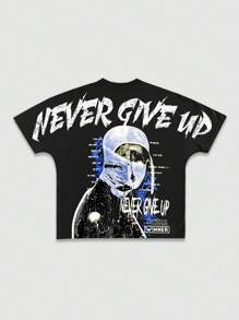 ROMWE MEN Street Life 2pcs Men's Streetwear T-Shirt And Shorts Set - Black - View 6