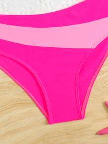 2pcs Teen Girls Pink Stitching Simple Fashion Bikini Set, Swimwear And Beach Outfit Swim Suits For Women Summer Bathing Suits 1pc For Teens Swimming Suits For Woman Bathing Suits For Teens Sets Two Pieces Swimsuit - Pink - View 4