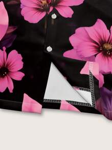 Manfinity RSRT Plus Size Men Holiday Floral Print Short Sleeve Single Breasted Shirt Hawaiian - Multicolor - View 5