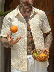 Manfinity RSRT 夏季男士花卉纹理短袖衬衫