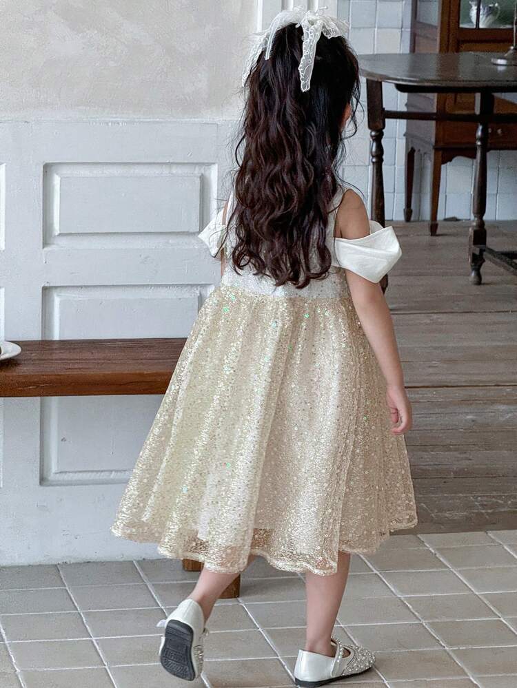 Young Girls Round Neck Tulle Puff Off Shoulder Birthday Party Dress,Girls Summer Outfits