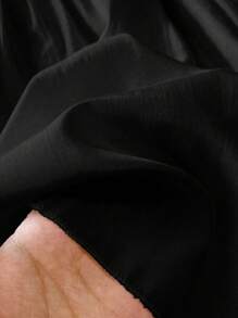 Franclia 大码都市休闲盖袖荷叶边纽扣女式衬衫 - 黑色 - 查看 5