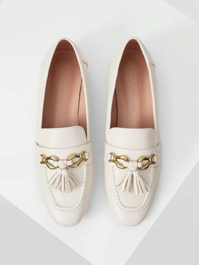 MOTF PREMIUM DAMSKIE DOJEŻDŻAJĄCE DO PRACY, UNIWERSALNE, JEDNOKOLOROWE, PŁASKIE MOKASYNY Z FRĘDZLAMI