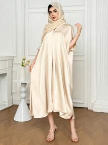 DAZY Vestido midi holgado con escote en V para mujer, estilo de vacaciones de verano, vestidos casuales para mujer - Amarillo - Ver 7