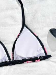 SHEIN Tween Boys Printed Bikini & Pareo/Sarong 2pcs Swimsuit Set Summer Holiday - Black - View 5