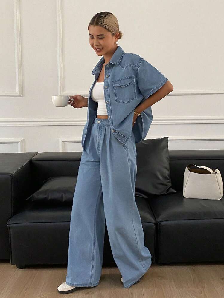 DAZY レディース デニム 2ピース セットアップ | SHEIN JAPAN