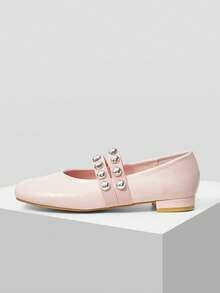 MOTF PREMIUM GIÀY BALLET DA PU CÓ KHÓA - Hồng - Xem 3