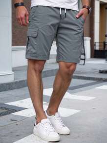 Manfinity Homme Pantaloncini cargo casual da uomo con vita elastica, coulisse e tasche, adatti per il ritorno a scuola