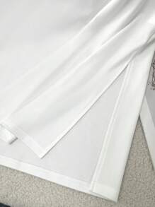 Teen Girls Simple Print Crew Neck Short Sleeve Dress - White - View 4