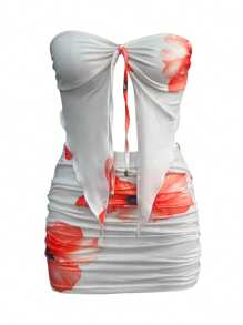 INAWLY Women Summer Vacation Camisole Top & Mini Skirt 2 Pieces Set Orange - Orange - View 4