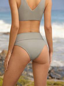 WESTFADE Rib Knit High Waist Full Coverage Bikini Bottom Summer Boho Cowgirl Casual Cute Beach Elegant Vacation Pool Day