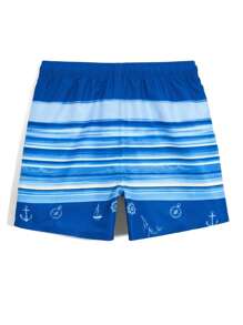 Surfspeed Men's Sailing Print Drawstring Waist Beach Shorts, Hawaiian - Multicolor - View 2