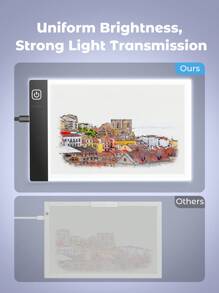 Teckwe 1 Set Tablero de dibujo LED, 3 niveles de brillo ajustable, Tableta de dibujo, Caja de luz, Ayuda educativa de aprendizaje, Juguetes para niños y niñas, Regalos para cumpleaños y vuelta al cole