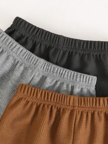 3pcs/Set Young Boy Waffle Knit 2pcs Set, Grey, Dark Grey, Brown - Multicolor - View 5