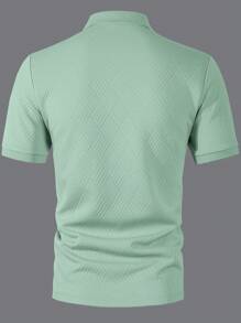 Manfinity CasualCool Men's Short Sleeve Textured Solid Color Casual Versatile Polo Shirt, Summer Polo Shirt For Men