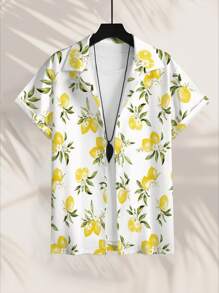 Manfinity RSRT 大码男士休闲柠檬印花短袖衬衫 - 彩色 - 查看 4