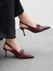 CUCCOO BIZCHIC Giày cao gót mũi nhọn họa tiết hoa trong suốt cho nữ - Màu Đỏ Sâu - Xem 1