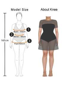 Flirla Elegantes Minikleid in Große Größen mit weißem Blumenmuster, Pailletten-Dekor, Mesh, Schleife an der Schulter, ärmellos, A-Linie, tailliert, vielseitiges Lässig-Design geeignet für viele Anlässe wie Pendeln, Einkaufen, Unterhaltung, Fotografie, bequemes und modisches Material & Stil mit hohem Preis-Leistungs-Verhältnis