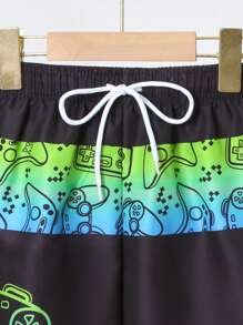 Tween Boys Game Controller Printed Swim Trunks, Beach Shorts, Casual Holiday Placement Print Design - Multicolor - View 5