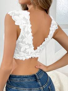 Myrelith 1pc Women Lace Front Closure Bra (Wireless) - White - View 3