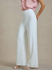 Briarwyn 女士纯色休闲裤夏季海滩七月四日机场阔腿裤 - 米色 - 查看 2